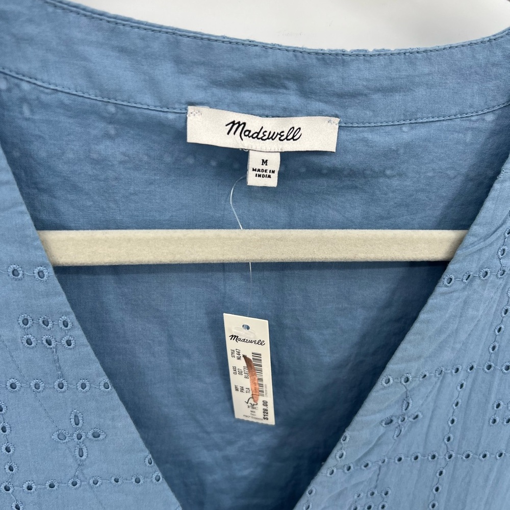Madewell v-neck blue eyelet mini dress - Picture 9 of 12